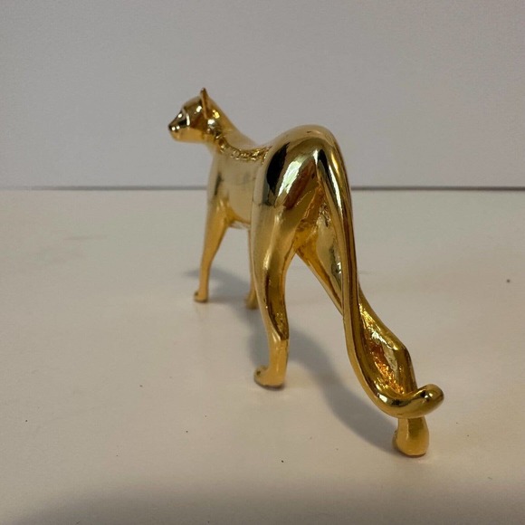 THE FRANKLIN MINT curio cabinet cats collection "Art Deco" Brass Cat -VINTAGE - Picture 6 of 9